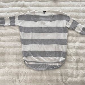 Express Striped V Neck Short Sleeve Sweater Medium